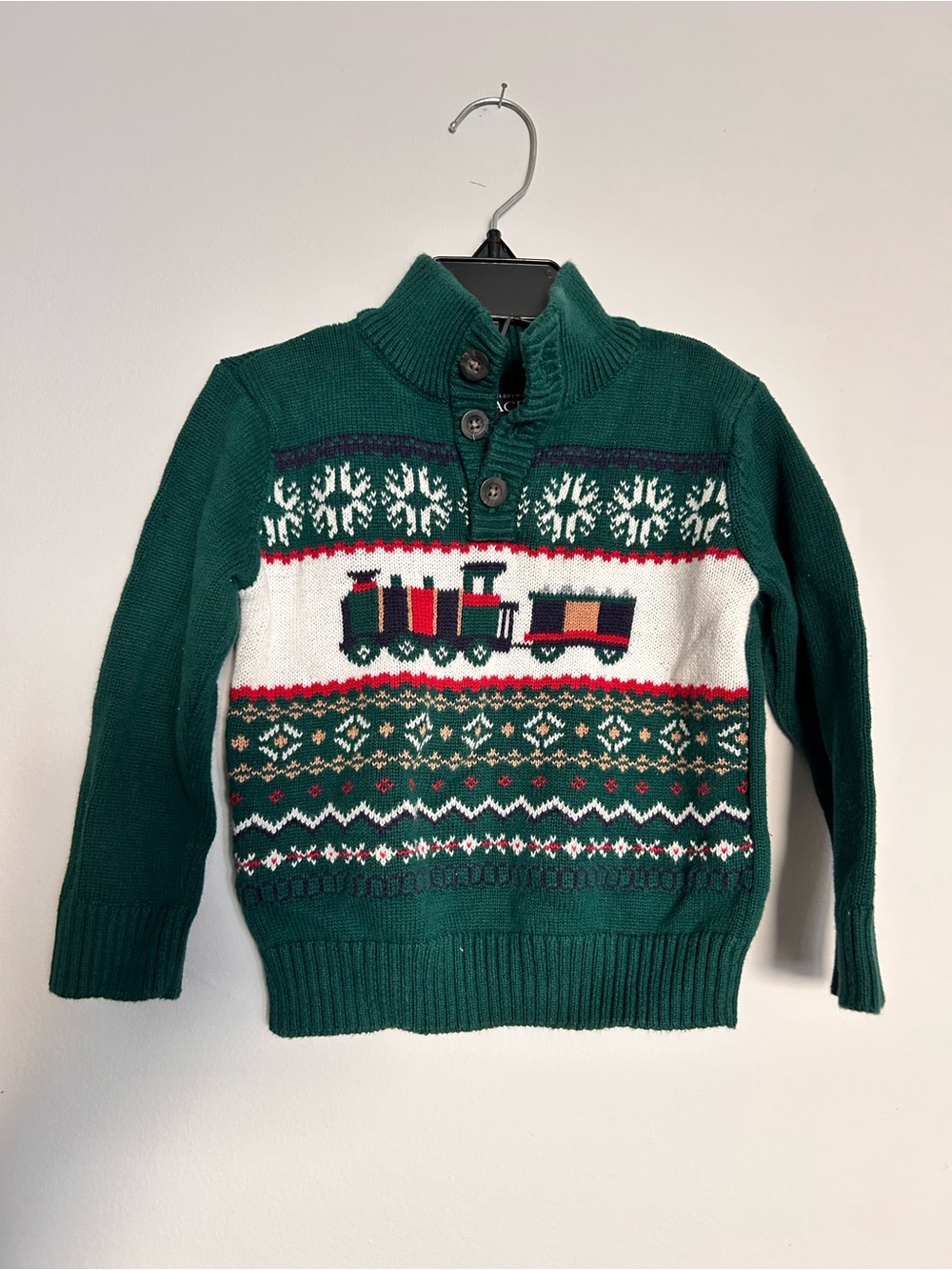 The Children's Place Dark Green Train Turtleneck Sweater Sz 18-24 months